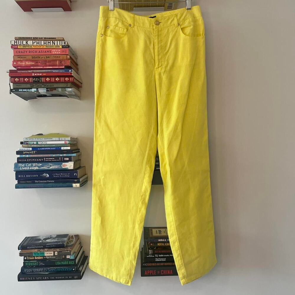 Ralph Lauren Black Label Yellow 100% Linen Pants Size 8